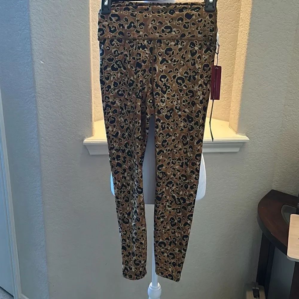 Carbon38 Womens XS High Rise Leggings Gold Leopard Animal Print Stretch NWT